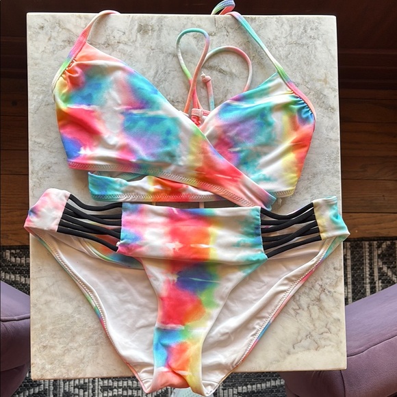 PINK Victoria's Secret Multicolor Tie-Dye Bikini - Picture 1 of 7